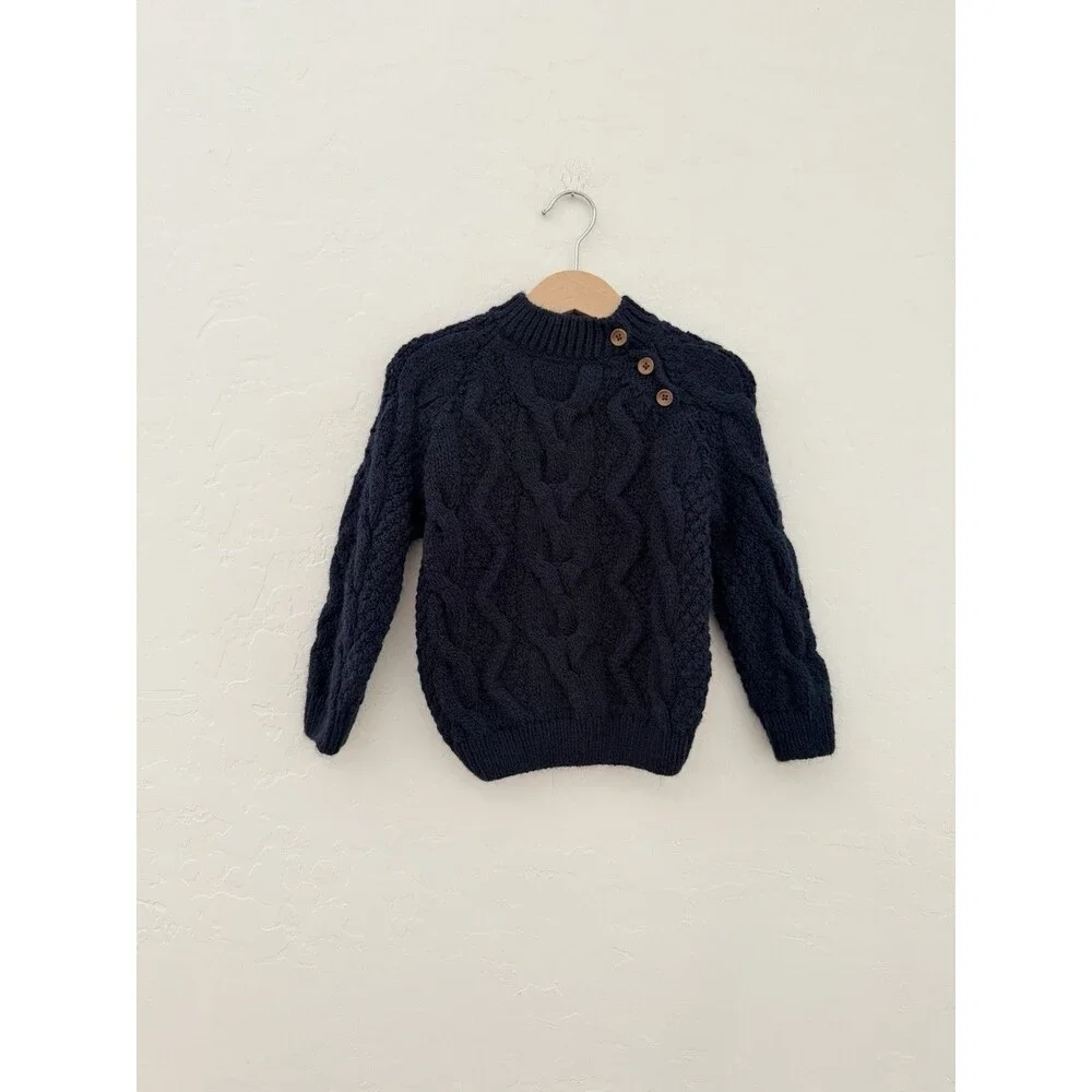 Zara Baby Navy Cable Knit Sweater 18–24 Months Button Shoulder